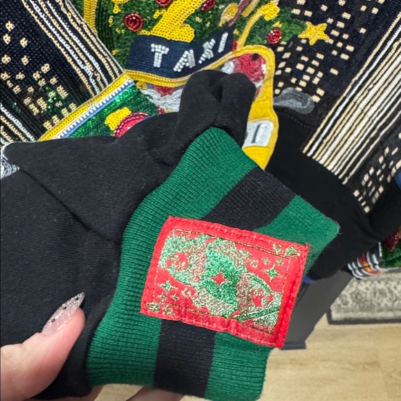 QUEEN OF SPARKLES Festive Taxi Sweater - Blue, Black, Yellow - Picture 4 of 5